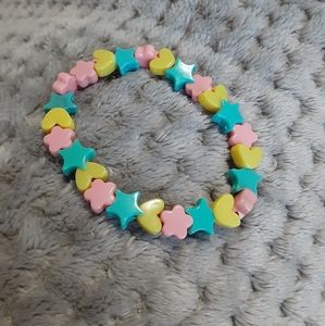Stretchy heart, star, flower bracelet